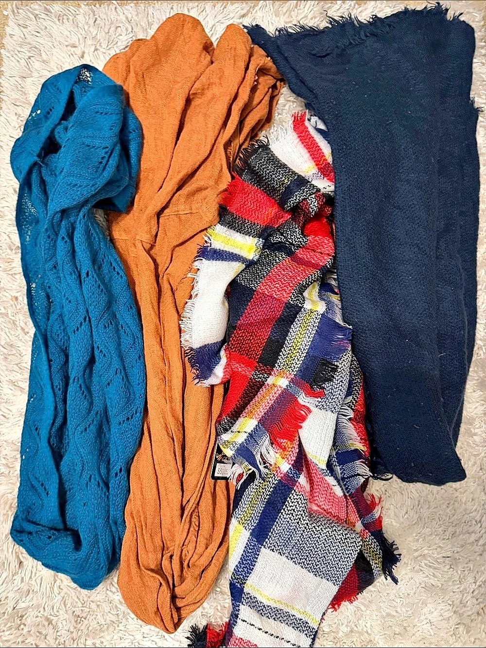 Scarf Set Plaid Blue & Orange scarf Bundle 14